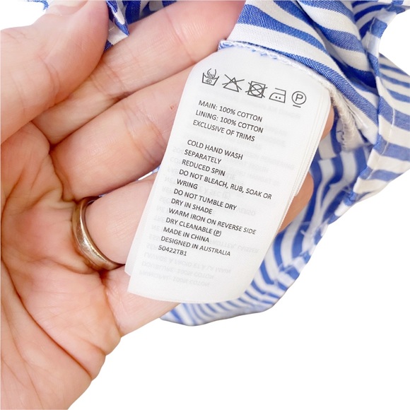 Bardot Blue & White Striped Peplum Top Size 4/XS - Picture 7 of 7